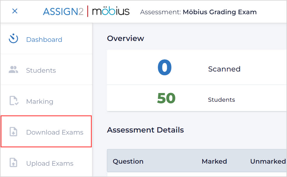 From the top nav menu, click Download Exams which is fourth from the top.